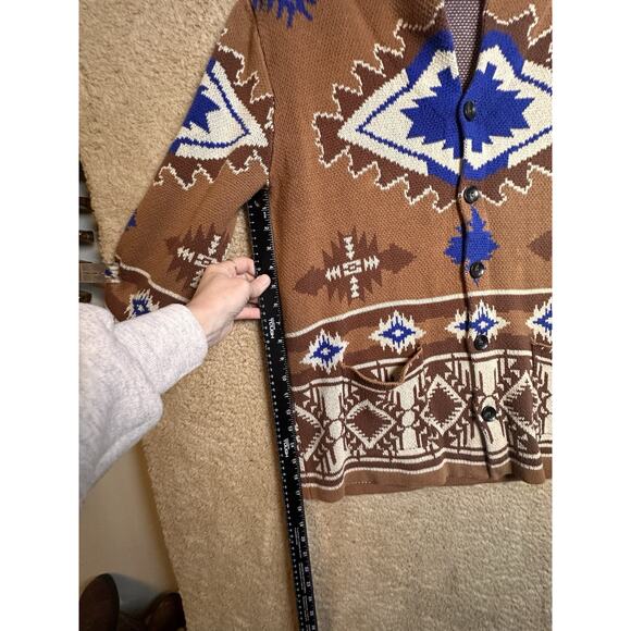 Rock & Roll Cowboy Cardigan Shawl Sweater Mens Sz L Aztec Southwestern Rodeo EUC - Picture 13 of 15